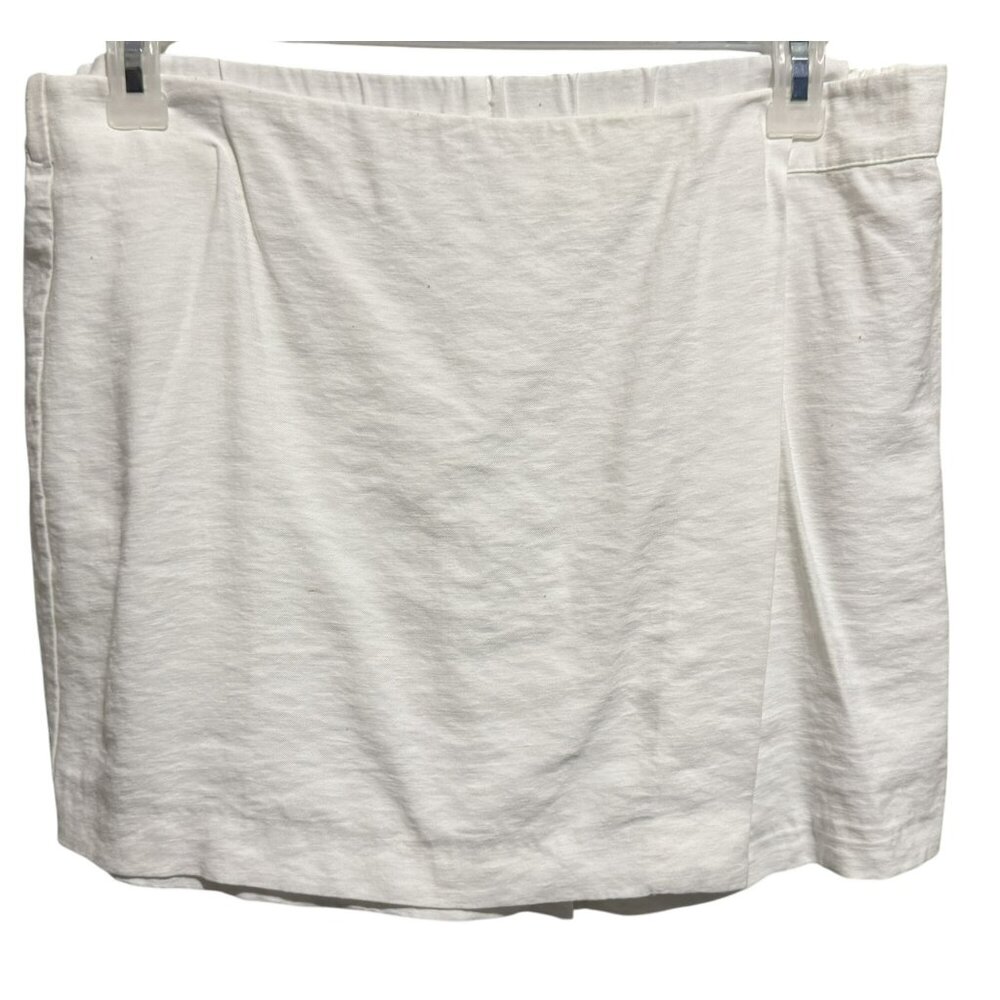 Zara White Linen Blend Pull-On Skort Sz XL Perfect for Summer Beach Picnic